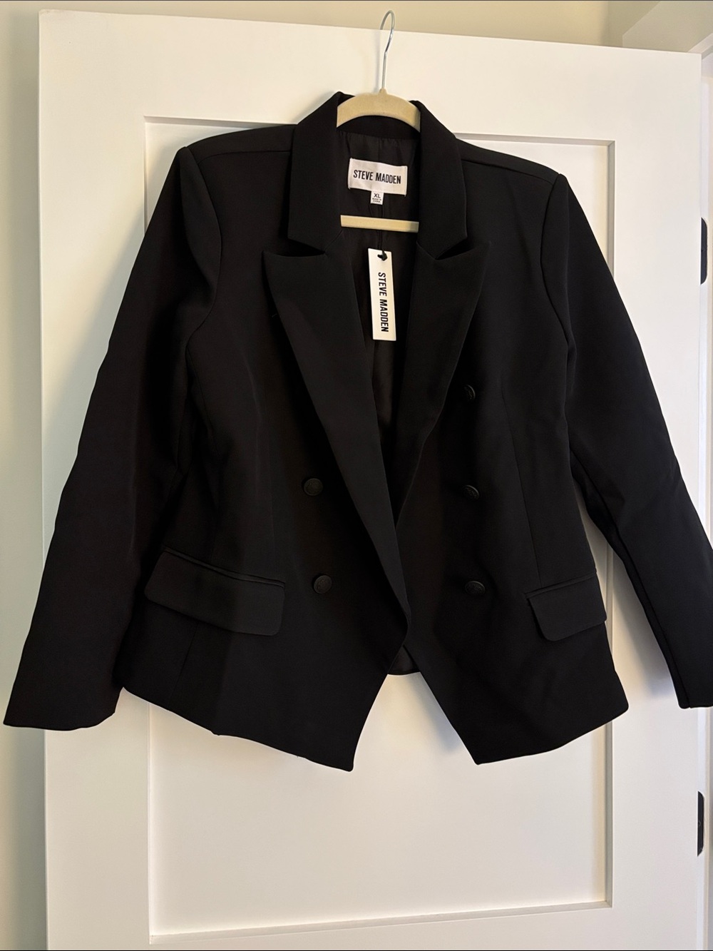 Steve Madden Black Double-Breasted Blazer Jacket